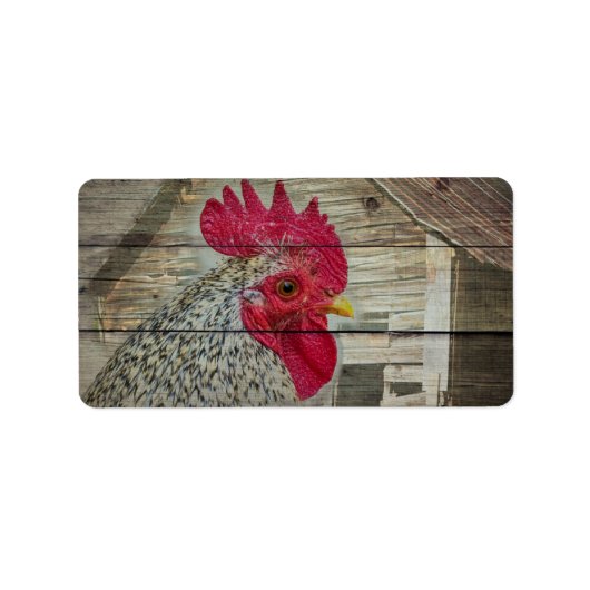 Rooster Rustic Chicken Coop Barboard Board Adressaufkleber (Vorne)