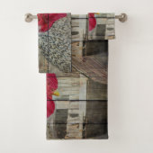 Rooster Rustic Chicken Coop Barboard Board Badhandtuch Set (Insitu)