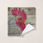 Rooster Rustic Chicken Coop Barboard Board Badhandtuch Set (Waschlappen)