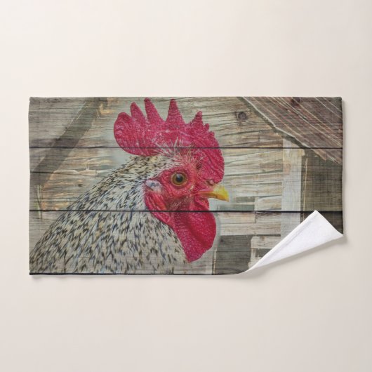 Rooster Rustic Chicken Coop Barboard Board Badhandtuch Set (Handtuch)