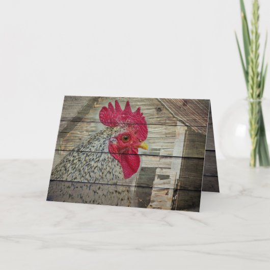 Rooster Rustic Chicken Coop Barboard Board Dankeskarte (Vorderseite)