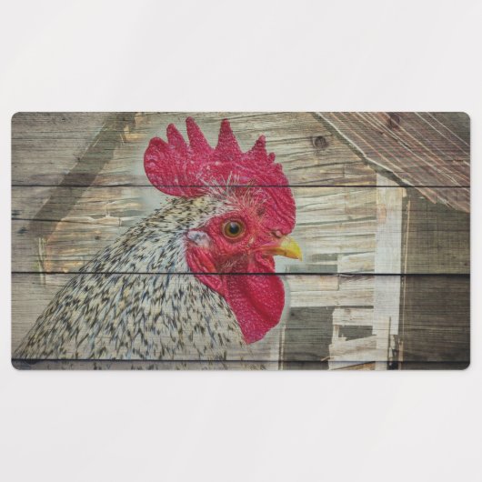 Rooster Rustic Chicken Coop Barboard Board Etiketten (Design 1)