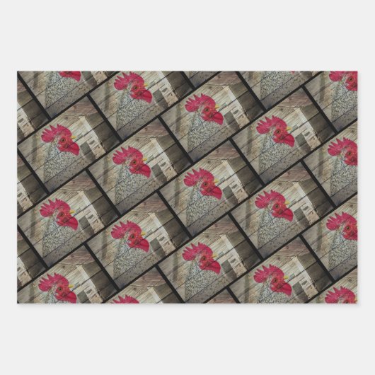 Rooster Rustic Chicken Coop Barboard Board Geschenkpapier Set (Vorderseite 2)