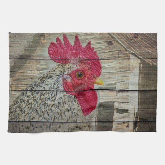 Rooster Rustic Chicken Coop Barboard Board Geschirrtuch (Horizontal)