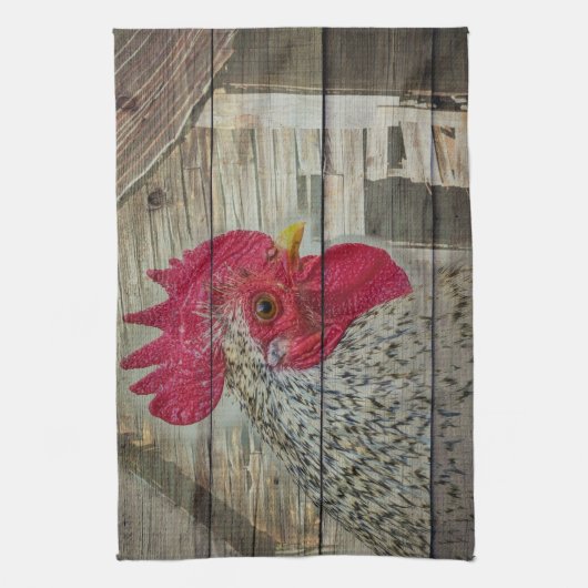 Rooster Rustic Chicken Coop Barboard Board Geschirrtuch (Vertikal)