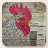 Rooster Rustic Chicken Coop Barboard Board Getränkeuntersetzer (Vorderseite)