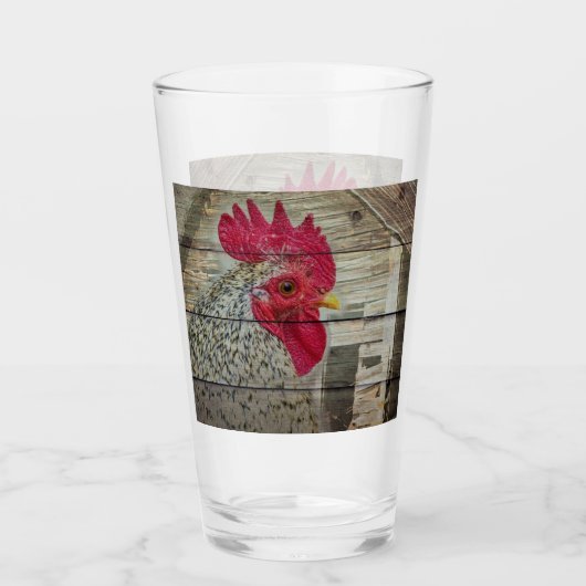Rooster Rustic Chicken Coop Barboard Board Glas (Vorderseite)