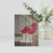 Rooster Rustic Chicken Coop Barboard Board Postkarte (Stehend Vorderseite)