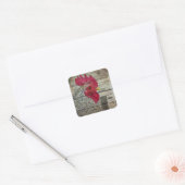 Rooster Rustic Chicken Coop Barboard Board Quadratischer Aufkleber (Umschlag)