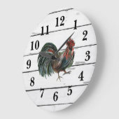 Rooster Rustic Shiplap Farmhouse Decor Große Wanduhr (Winkel)