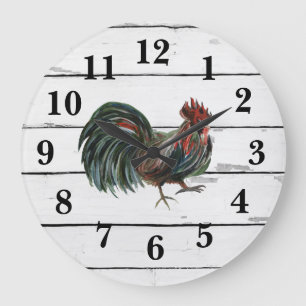 Rooster Rustic Shiplap Farmhouse Decor Große Wanduhr
