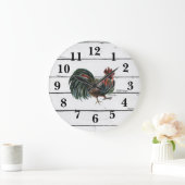 Rooster Rustic Shiplap Farmhouse Decor Große Wanduhr (Zuhause)