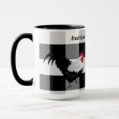 Rooster Schwarz-weiß Karo Custom Coffee Tasse (Links)