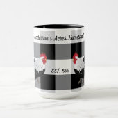 Rooster Schwarz-weiß Karo Custom Coffee Tasse (Zentrum)