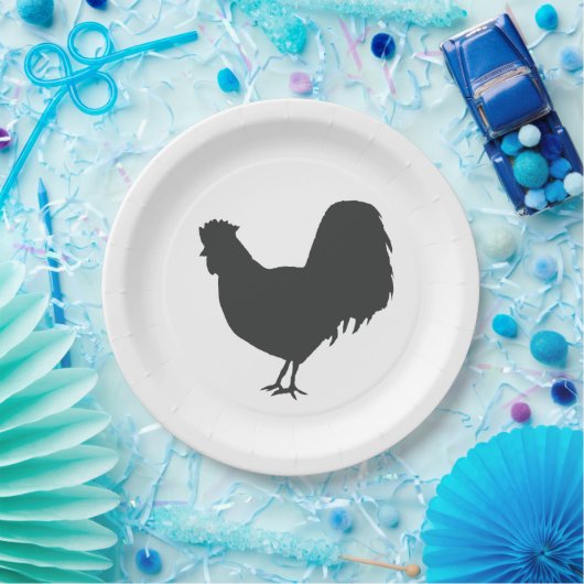 Rooster Silhouette Barnyard Party Paper Napkin Pappteller (Party)