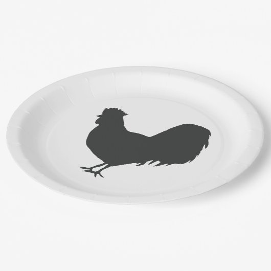 Rooster Silhouette Barnyard Party Paper Napkin Pappteller (Schrägansicht)