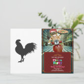 Rooster-Silhouette - Hintergrundfarbe auswählen Einladung (Stehend Vorderseite)