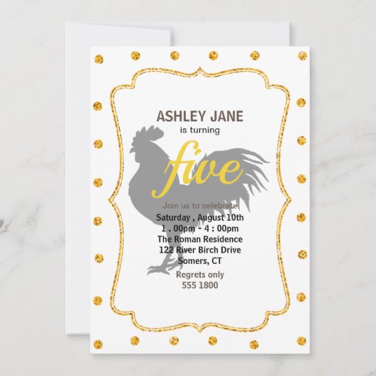 Rooster-Silhouette - Hintergrundfarbe auswählen Einladung (Vorderseite)