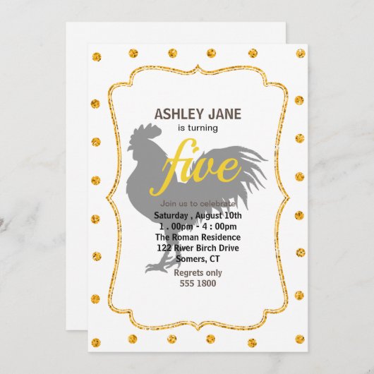 Rooster-Silhouette - Hintergrundfarbe auswählen Einladung (Vorne/Hinten)