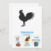 Rooster-Silhouette - Hintergrundfarbe auswählen Einladung (Vorne/Hinten)