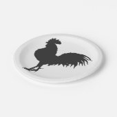 Rooster-Silhouette - Hintergrundfarbe auswählen Pappteller (Schrägansicht)