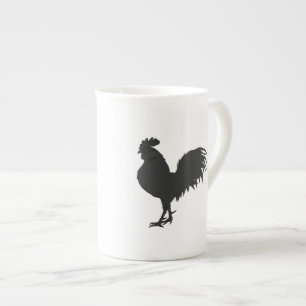 Rooster-Silhouette - Hintergrundfarbe auswählen Porzellantasse