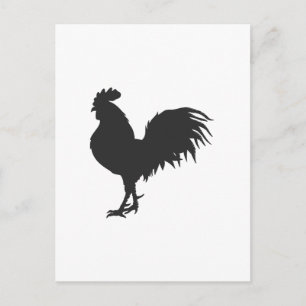 Rooster-Silhouette - Hintergrundfarbe auswählen Postkarte