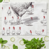 Rooster Sketches Geschirrtuch (Gefaltet)