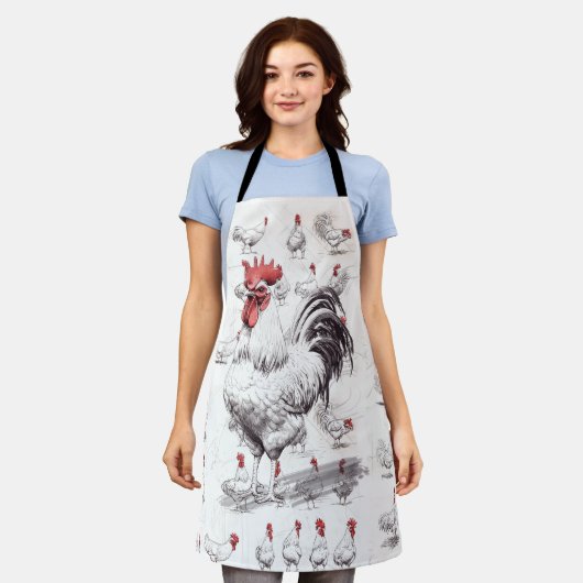 Rooster Sketches Schürze (Getragen)
