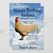 ROOSTER SKY SCHLIESST GLÜCKLICH BIRTHTAGEINLADUNG EINLADUNG (Vorne/Hinten)