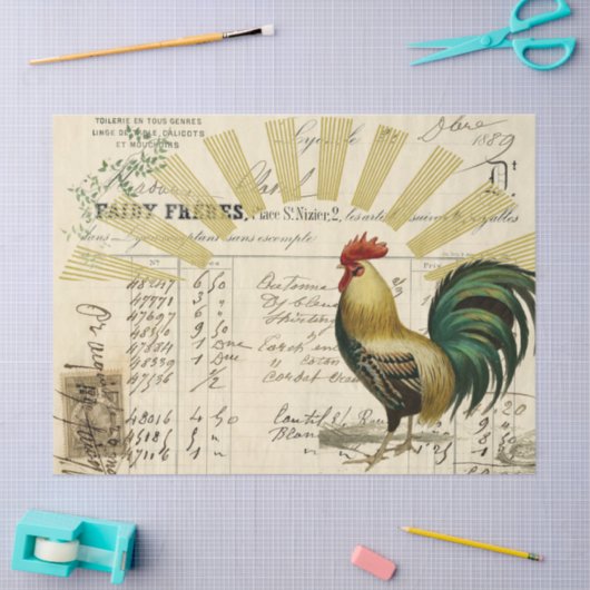 Rooster Sonnenaufgang Ephemerentweck Seidenpapier (Basteln)