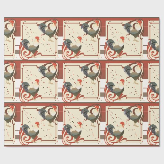 Rooster Sparkle Musterpapier Geschenkpapier (Flach)