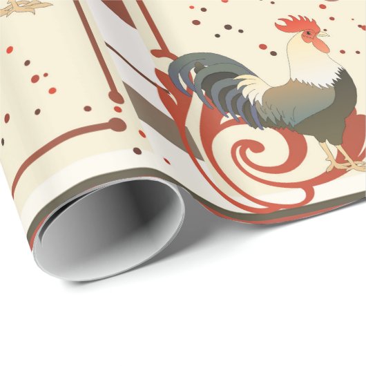 Rooster Sparkle Musterpapier Geschenkpapier (Rolleneckpunkt)