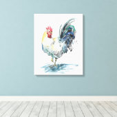 Rooster Splash - Aquarell Leinwanddruck (Insitu (Holzboden))