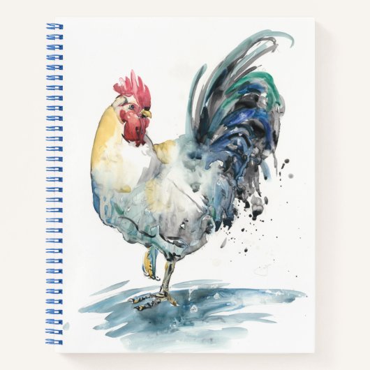 Rooster Splash - Aquarell Notizblock (Vorderseite)