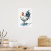 Rooster Splash - Aquarell Poster (Küche)