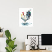 Rooster Splash - Aquarell Poster (Heimbüro)