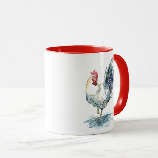 Rooster Splash - Aquarell Tasse (VorderseiteRechts)