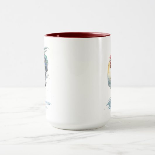 Rooster Splash - Aquarell Tasse (Zentrum)