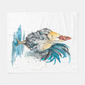 Rooster Splash - Aquarellbild Fleecedecke (Vorderseite (Horizontal))