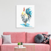 Rooster Splash - Aquarellbild Leinwanddruck (Insitu (Wohnzimmer))