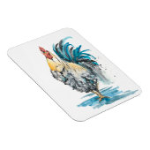 Rooster Splash - Aquarellbild Magnet (Rechte Seite)