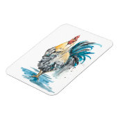 Rooster Splash - Aquarellbild Magnet (Linke Seite)
