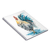 Rooster Splash - Aquarellbild Notizblock (Rechte Seite)