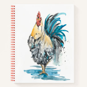 Rooster Splash - Aquarellbild Notizblock