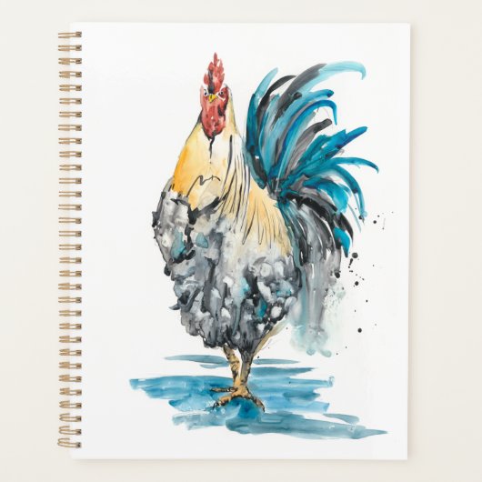 Rooster Splash - Aquarellbild Planer (Vorderseite)