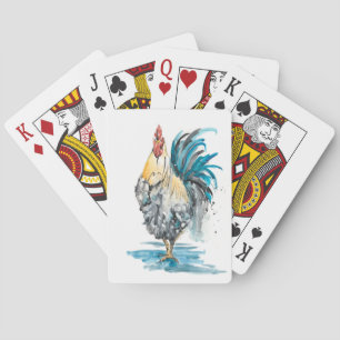 Rooster Splash - Aquarellbild Spielkarten