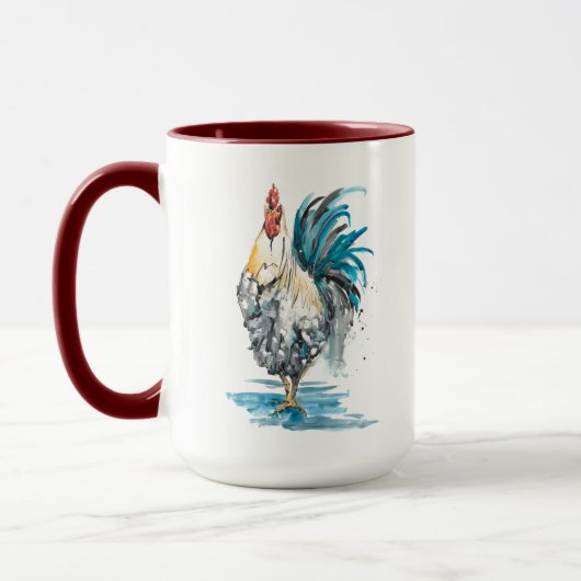 Rooster Splash - Aquarellbild Tasse (Links)