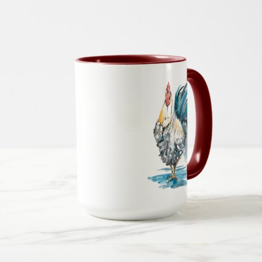 Rooster Splash - Aquarellbild Tasse (VorderseiteRechts)