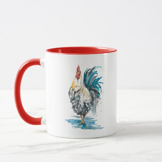 Rooster Splash - Aquarellbild Tasse (Links)